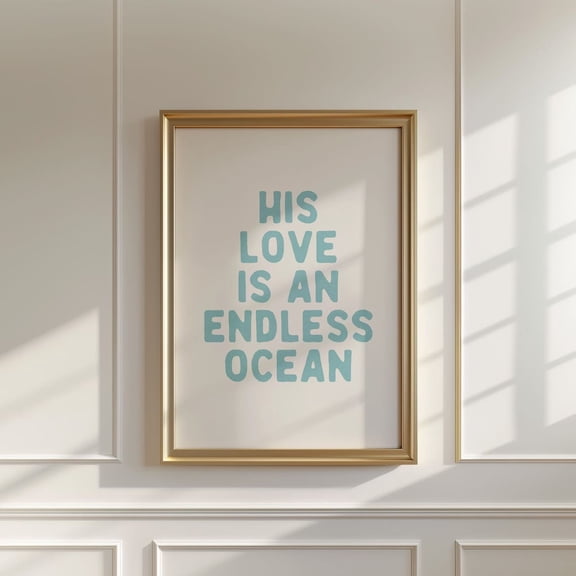 His Love is an Endless Ocean Christian Beachy Art, Unframed Canvas 16x20in