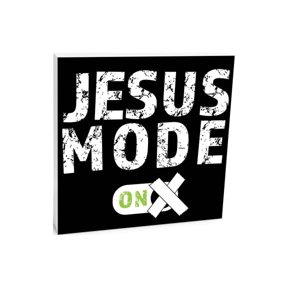 His Mode On Black Script Cross 10 x 10 Wood Tabletop Sign Plaque