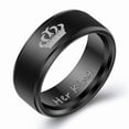 thumbnail image 1 of His Queen Her King Titanium Steel Couple Rings, Matching Set, European and American Style, Geometric Shape, Metal Geometry Elements, Festival Gift, 1 of 6