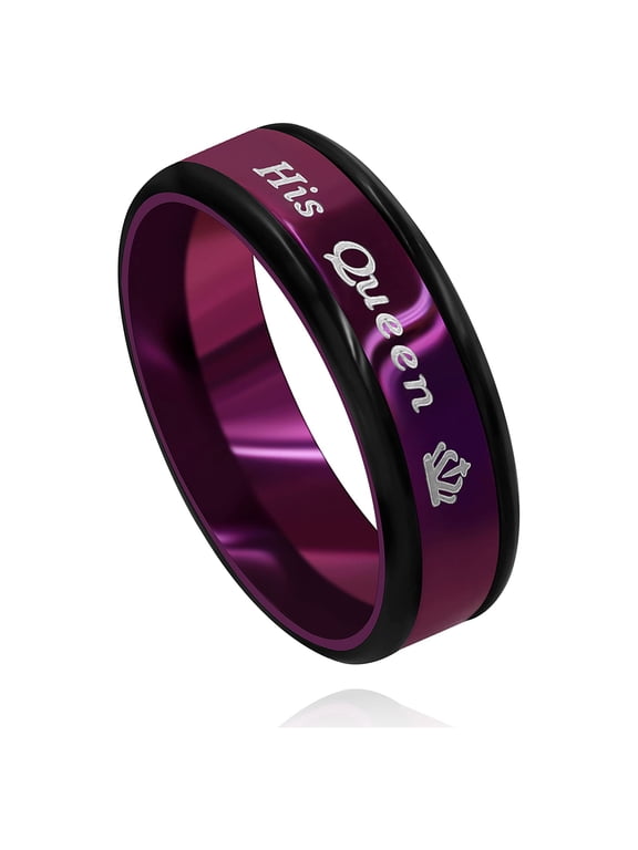 His Queen Wedding Bands Women's Stainless Steel Ring Couples Anniversary Engagement Promise Rings for Her Y1314 (Size 10)
