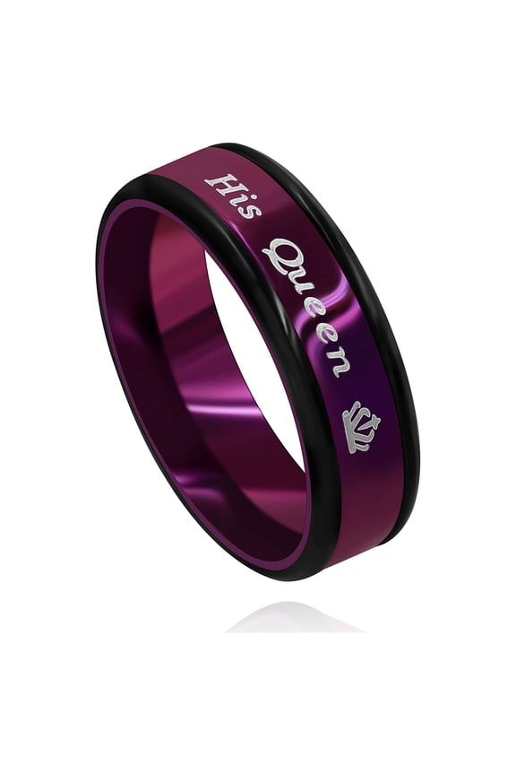 His Queen Wedding Bands Women's Stainless Steel Ring Couples Anniversary Engagement Promise Rings for Her Y1314 (Size 10)