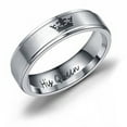 thumbnail image 1 of His Queen and Her King Couple Rings Stainless Steel Promise Rings for Him and Her Matching Anniversary Bands 6mm Width Black and Silver, 1 of 3