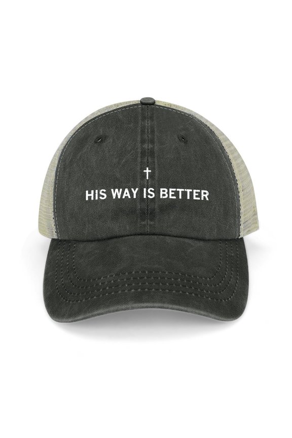 His Way Is Better Black Hat Adjustable Funny Fashion Unisex Baseball Cap for Men Women