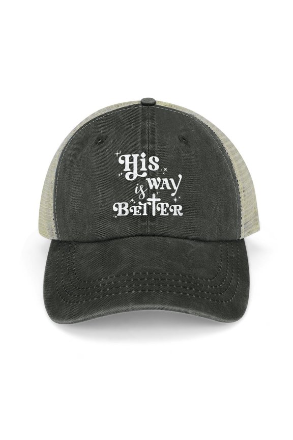 His Way Is Better Black Hat Adjustable Funny Fashion Unisex Baseball Cap for Men Women