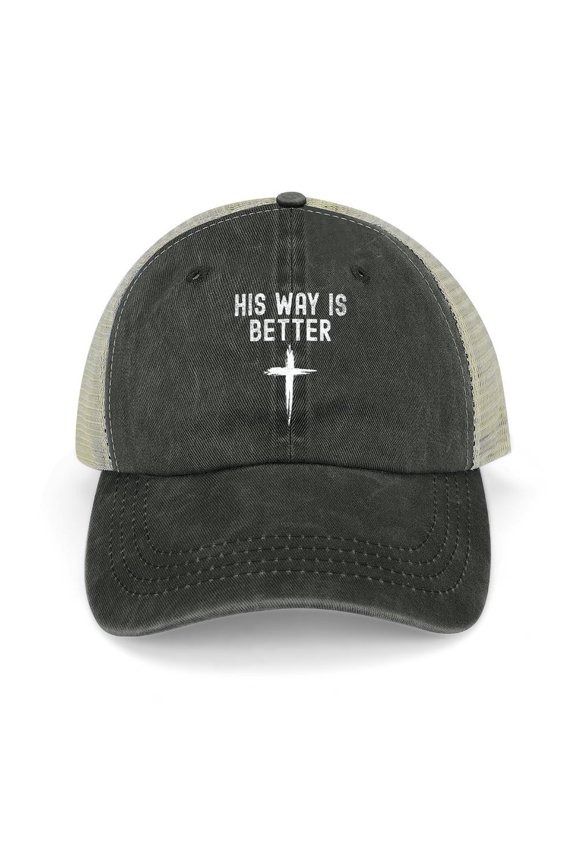 His Way Is Better Black Hat Adjustable Funny Fashion Unisex Baseball Cap for Men Women