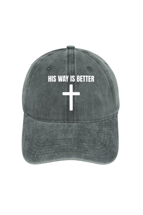 His Way Is Better Gray Hat Adjustable Funny Fashion Unisex Baseball Cap for Men Women