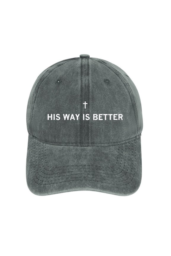 His Way Is Better Gray Hat Adjustable Funny Fashion Unisex Baseball Cap for Men Women
