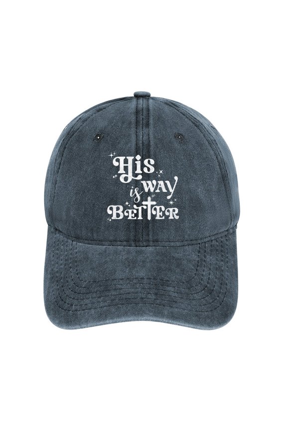 His Way Is Better Navy Hat Adjustable Funny Fashion Unisex Baseball Cap for Men Women
