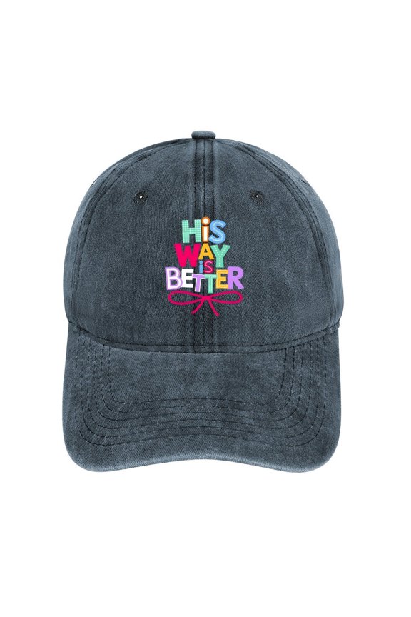His Way Is Better Navy Hat Adjustable Funny Fashion Unisex Baseball Cap for Men Women
