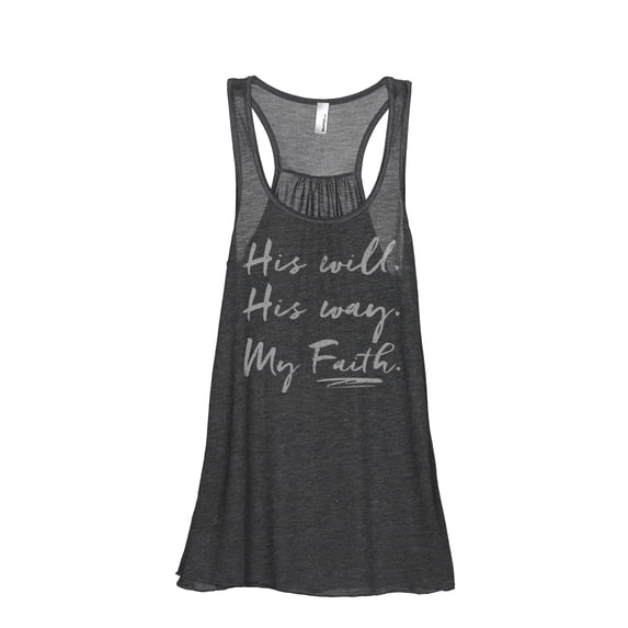 His Will His Way My Faith Women's Fashion Sleeveless Flowy Racerback Tank Top Charcoal Grey 2X-Large
