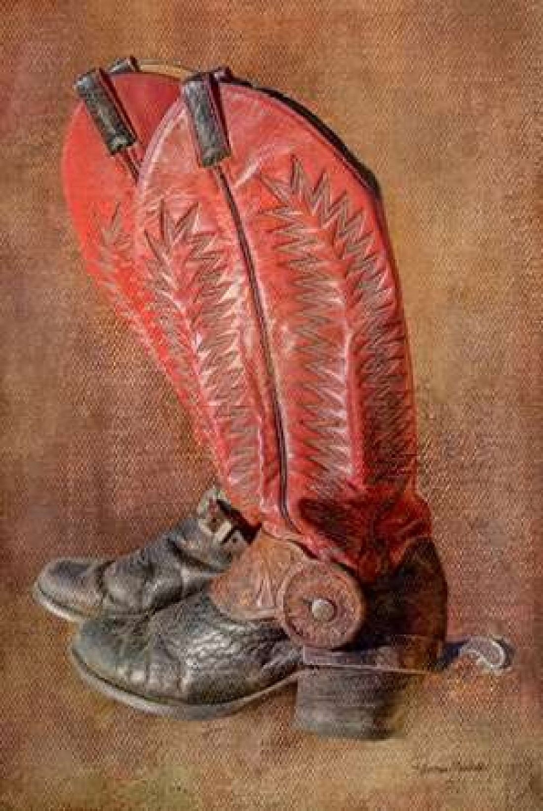 His Workin Boots Canvas Art - Ramona Murdock (12 x 18)