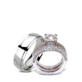 thumbnail image 1 of His &amp; Hers Wedding Ring Set Stainless Steel &amp; Titanium Wedding Ring Set, 1 of 4