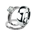 thumbnail image 1 of His and Her 3pc Stainless Steel 1.25 Ct Cz Bridal Set and Men's Classic Wedding Band Women's Size 07 Men's 06mm Size 10, 1 of 6