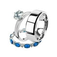 thumbnail image 1 of His and Her 3pc Stainless Steel 2.25 Ct Cz Bridal Ring Set and Men Beveled Edge Band Women's Size 06 Men's 08mm Size 09, 1 of 6