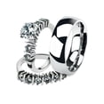 thumbnail image 1 of His and Her 3pc Stainless Steel 2.38 Ct Cz Bridal Set and Men's Classic Wedding Band Women's Size 07 Men's 08mm Size 12, 1 of 6