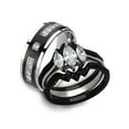 thumbnail image 1 of His and Her 4pc Black and Silver Stainless Steel and Titanium Wedding Ring Band Set Size Women's 06 Men's 12, 1 of 6