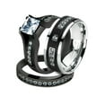 thumbnail image 1 of His and Her Black Plated Stainless Steel Bridal Ring Set and Titanium Wedding Band Women's Size 09 Men's Size 13, 1 of 6