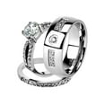 thumbnail image 1 of His and Her Stainless Steel 1.25 Ct Cz Bridal Ring Set and Men Zirconia Wedding Band Women's Size 10 Men's Size 06, 1 of 6