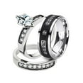 thumbnail image 1 of His and Her Stainless Steel 1.65 Ct Cz Bridal Set and Men's Titanium Wedding Band Women's Size 09 Men's Size 09, 1 of 6