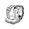 thumbnail image 1 of His and Her Stainless Steel 1.75 Ct Cz Bridal Ring Set and Men Zirconia Wedding Band Women's Size 10 Men's Size 05, 1 of 6