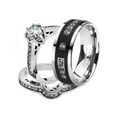 thumbnail image 1 of His and Her Stainless Steel 1.85 Ct Cz Bridal Set and Men's Titanium Wedding Band Women's Size 08 Men's Size 12, 1 of 6
