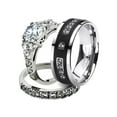thumbnail image 1 of His and Her Stainless Steel 2.50 Ct Cz Bridal Set and Men's Titanium Wedding Band Women's Size 08 Men's Size 05, 1 of 6