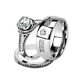 thumbnail image 1 of His and Her Stainless Steel 2.75 Ct Cz Bridal Ring Set and Men Zirconia Wedding Band Women's Size 05 Men's Size 09, 1 of 6