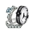 thumbnail image 1 of His and Her Stainless Steel 2.95 Ct Cz Bridal Set and Men's Titanium Wedding Band Women's Size 10 Men's Size 05, 1 of 6