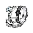 thumbnail image 1 of His and Her Stainless Steel 3.10 Ct Cz Bridal Set and Men's Titanium Wedding Band Women's Size 07 Men's Size 09, 1 of 6
