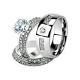 thumbnail image 1 of His and Her Stainless Steel 3.25 Ct Cz Bridal Ring Set and Men Zirconia Wedding Band Women's Size 07 Men's Size 05, 1 of 6
