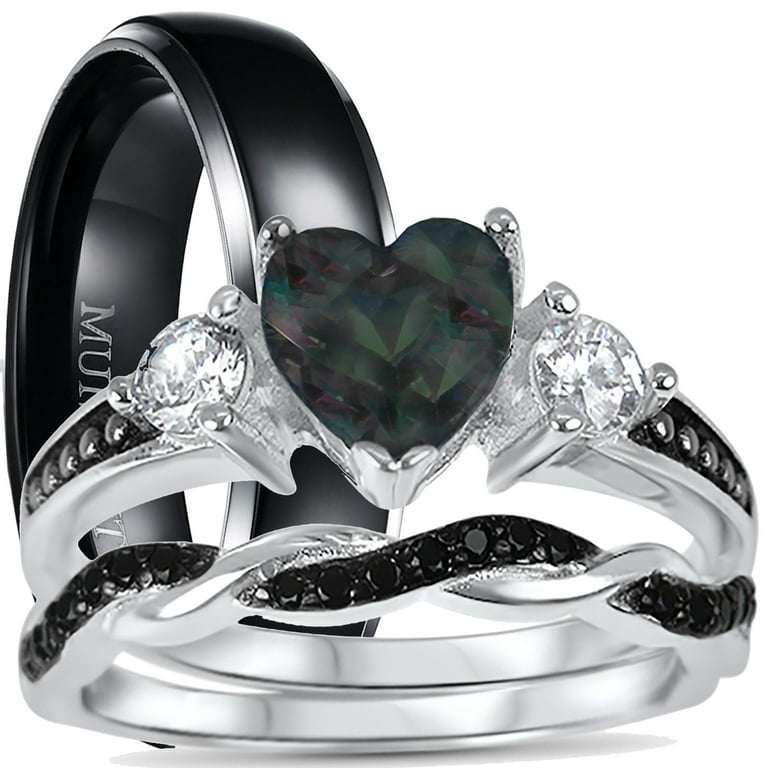Heart shaped diamond shop wedding ring sets