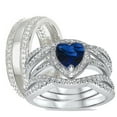 thumbnail image 1 of His and Hers 3 Piece Trio Sterling Silver Wedding Band Engagement Ring Set 9/7, 1 of 11