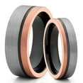 thumbnail image 1 of His and Hers - 6mm 8mm - Black Tungsten Wedding Band - Rose Gold Tungsten - Men's Tungsten Ring, 1 of 7