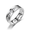 thumbnail image 1 of His And Hers Crowned Rings Stainless Steel Couple Wedding Bands Platinum Inlaid Gem European American Matching, 1 of 5