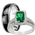 thumbnail image 1 of His and Hers Matching Wedding Bands Silver Black Wedding Rings for Him and Her 7/9, 1 of 5