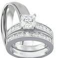thumbnail image 1 of His and Hers Matching Wedding Ring Sets Sterling Silver Titanium Bands for Him Her 6/8, 1 of 5