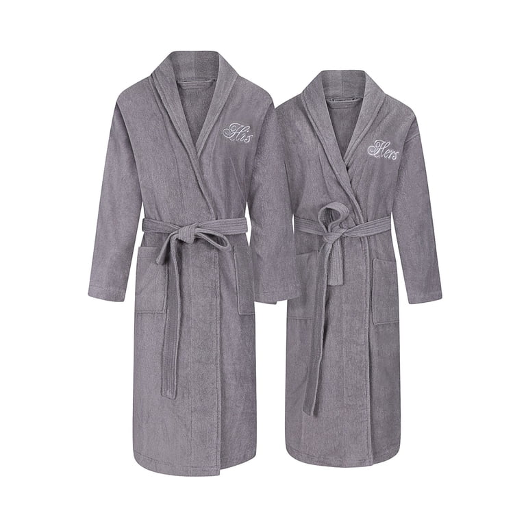 His And Hers Robes For Couples - Flannel Mr & Mrs Bathrobes, Embroidered, Matching Wedding Engagement Gifts