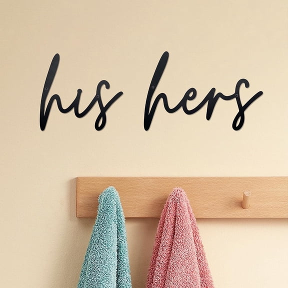 His and Hers Sign Metal Wall Art Metal Letters Decor for Bathroom Kitchen Bedroom Bathroom Towel Rack Wall Decor Great Gifts for Familiy