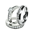 thumbnail image 1 of His and Hers Stainless Steel 3.25 Ct Cz Bridal Set and Men's Eternity Wedding Band Women's Size 05 Men's 06mm Size 10, 1 of 6