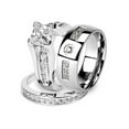 thumbnail image 1 of His and Hers Stainless Steel Princess Wedding Ring Set And Zirconia Wedding Band Women's Size 08 Men's 08mm Size 11, 1 of 5
