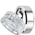 thumbnail image 1 of His and Hers TRIO Wedding Ring Set Matching Wedding Bands for Him and Her (9/10), 1 of 6