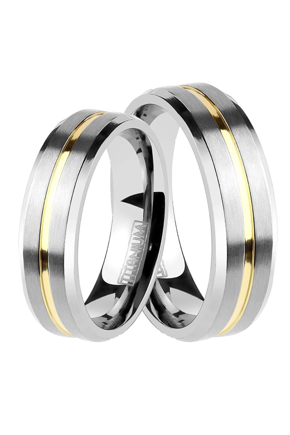 His and Hers Titanium Wedding Rings Bands Set for Him Size 8 and Her Size 9