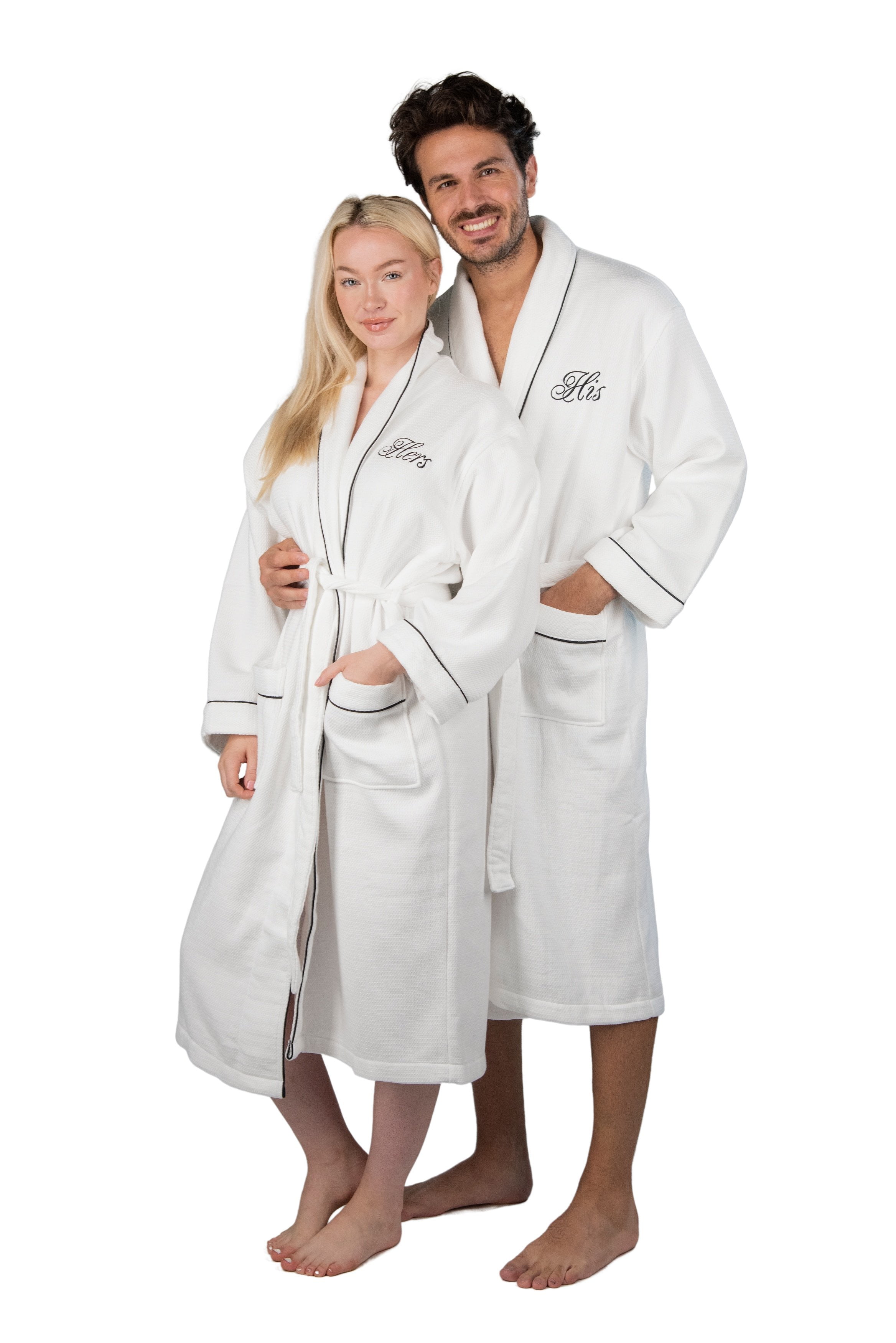 His and Hers Waffle Bathrobes Couples Bathrobe Set
