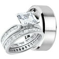 thumbnail image 1 of His and Hers Wedding Ring Band Set for Him (Stainless Steel) and Her (Sterling Silver), 1 of 6