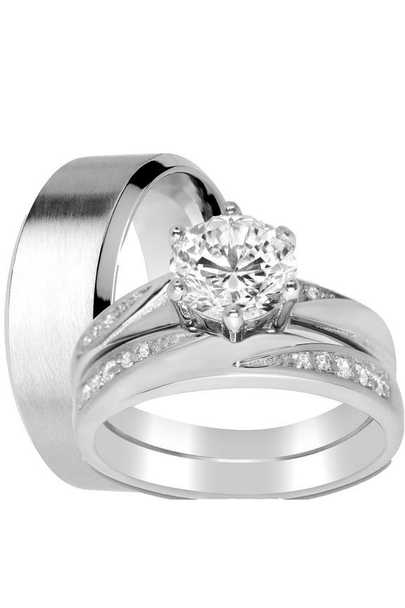 His and Hers Wedding Ring Set Matching Wedding Bands for Him Size 13 and Her Size 5