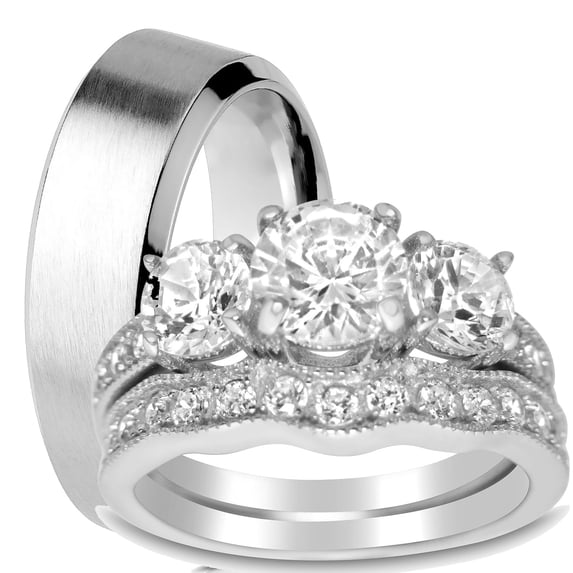 His and Hers Wedding Ring Set Matching Wedding Bands for Him and Her (6/14)