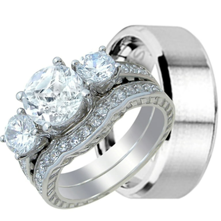His and Hers Wedding Ring Set Matching Wedding Bands for Him and
