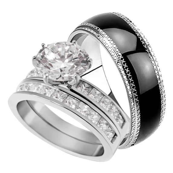 His and Hers Wedding Ring Set Matching Wedding Bands for Him and Her (9/8)