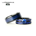 thumbnail image 1 of His and Hers Wedding Ring Sets Couples Rings Black Gold Plated Blue Cz Stainless steel band, 1 of 5
