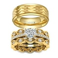 thumbnail image 1 of His and Hers Wedding Ring Sets Couples Rings Yellow Gold Plated Heart Cz Titanium band, 1 of 5